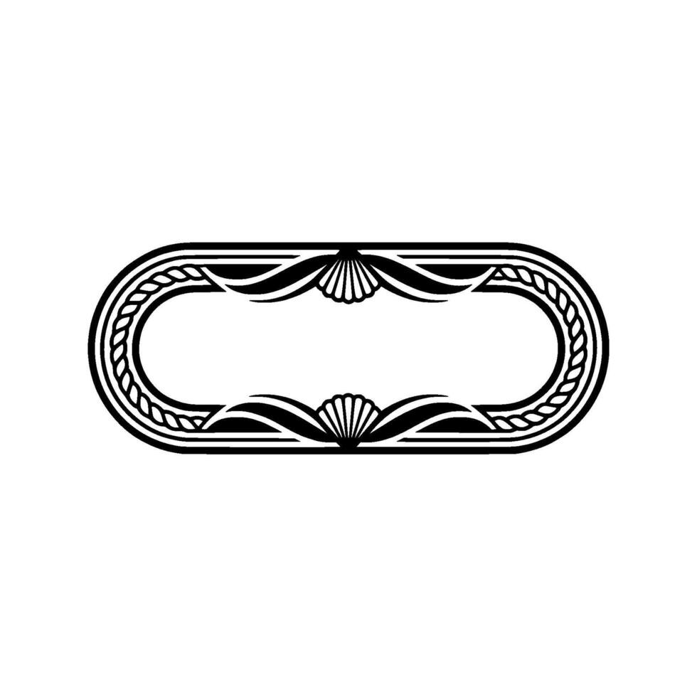 Art Deco Oval Ornament, Elegant Marine vector
