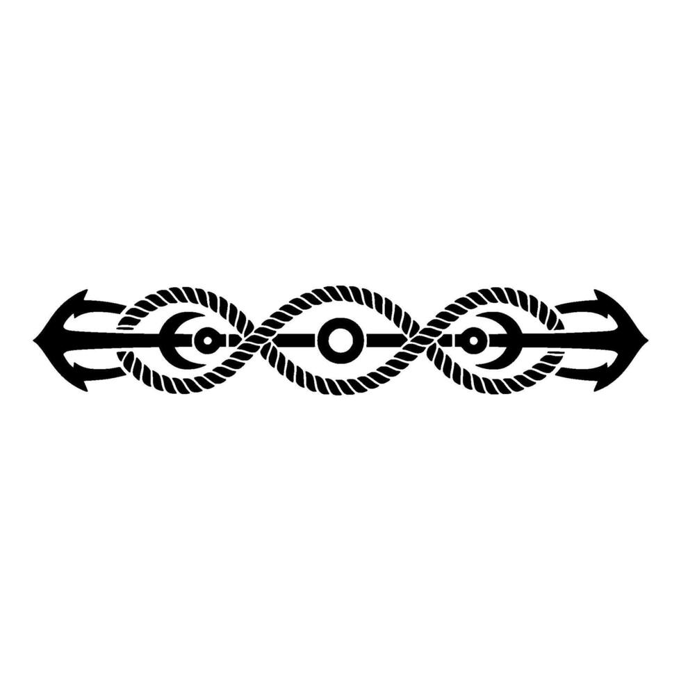 Nautical Border Anchor Rope Motif, Vintage Style, Marine vector