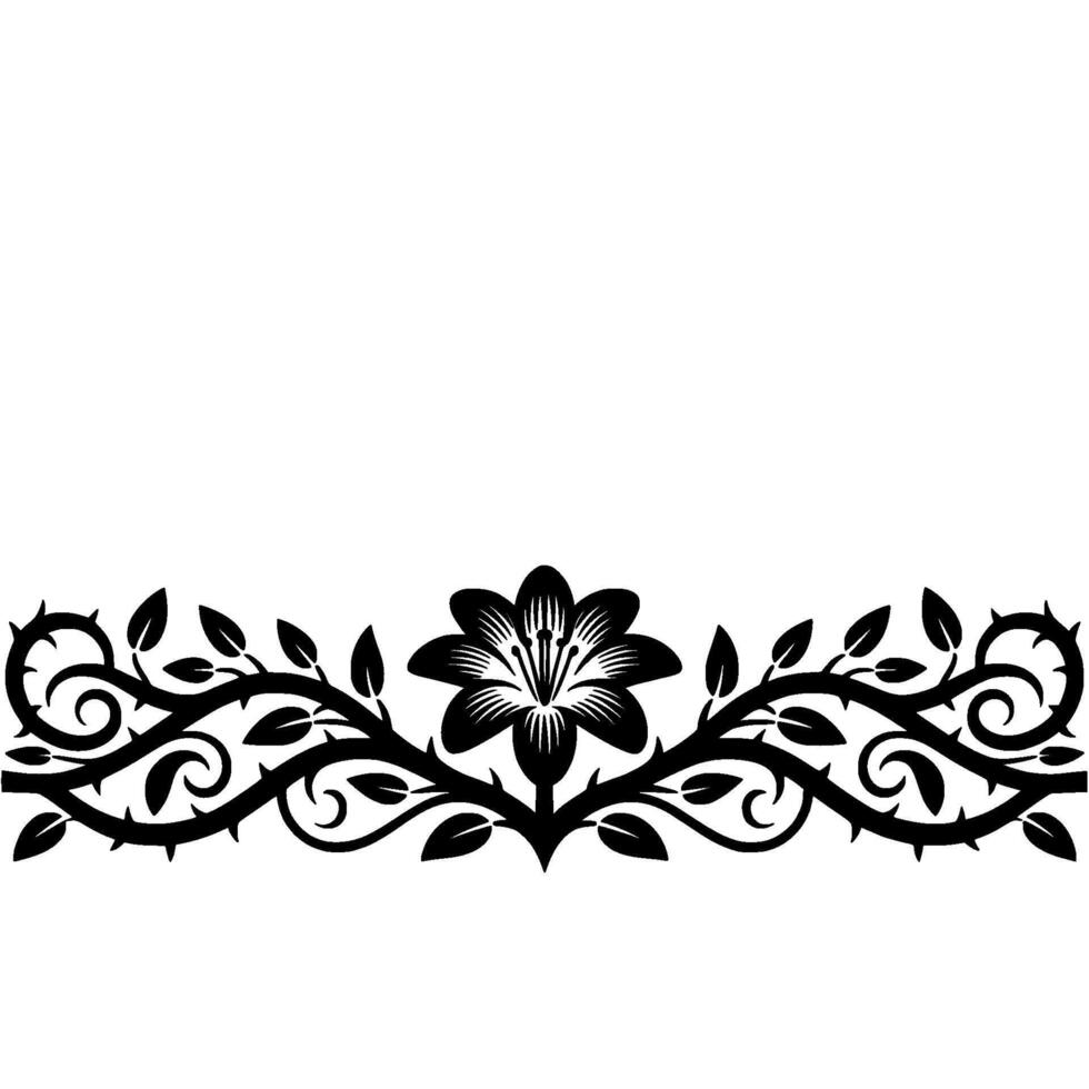 Elegant Floral Border, Vintage Style, Decorative Element - Lily vector