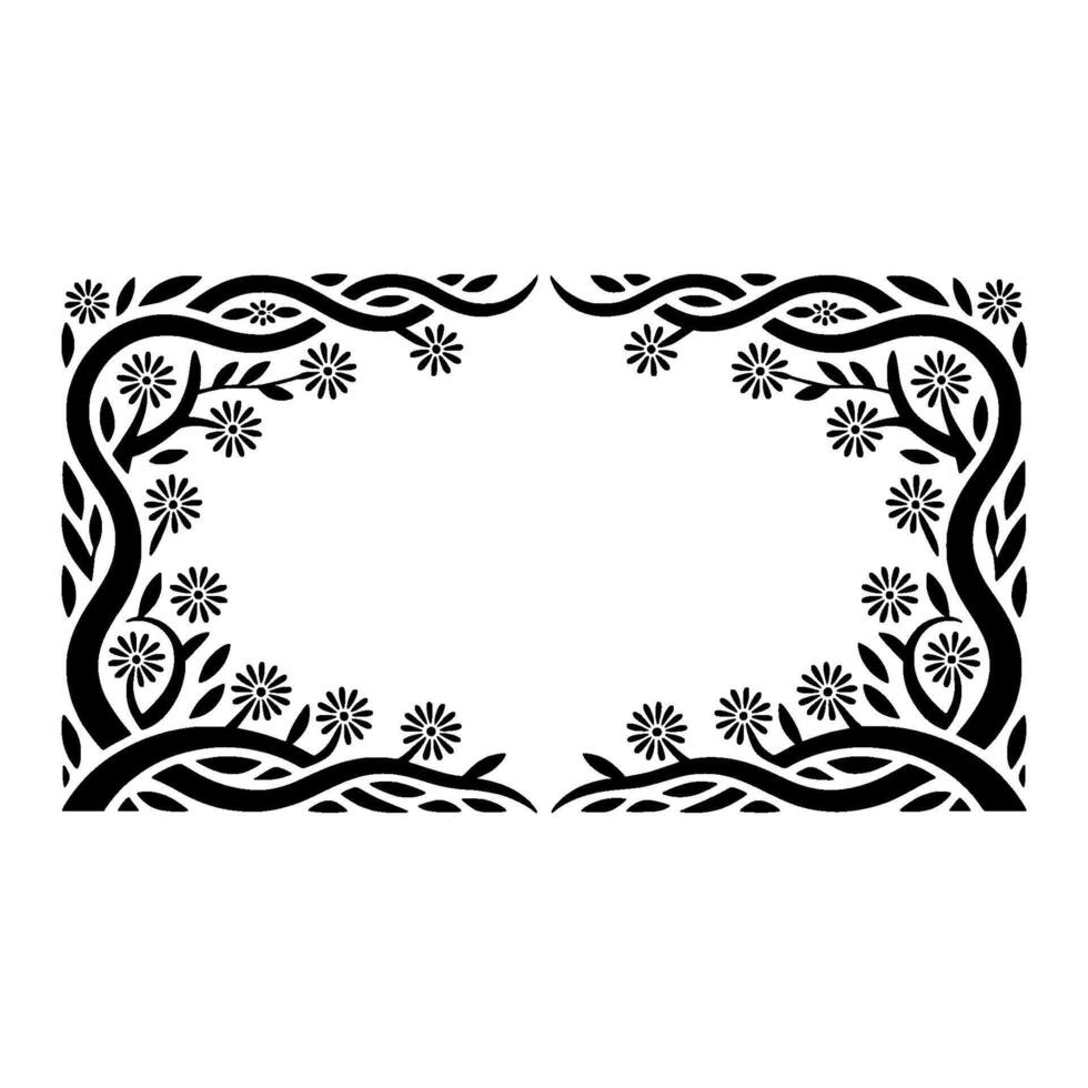 Intricate Floral Frame, Stylized Botanical Border vector