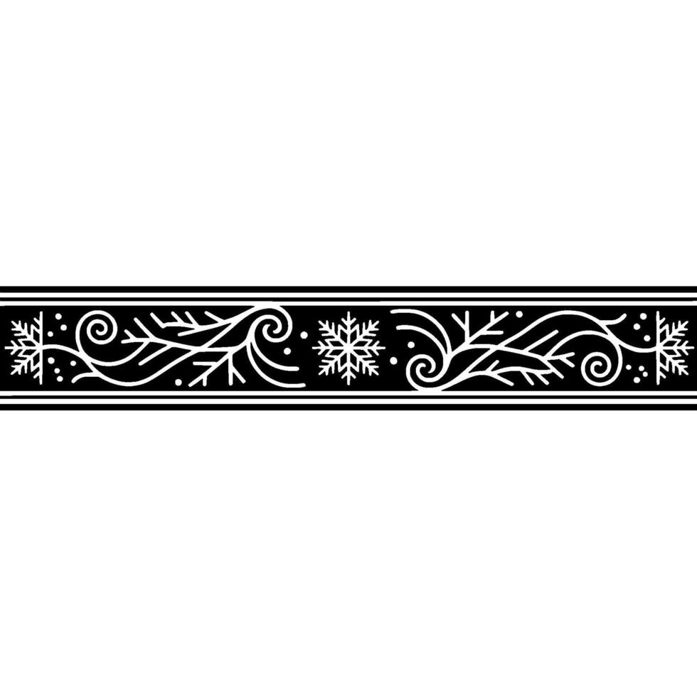 Elegant Winter Border, Intricate Black and White vector
