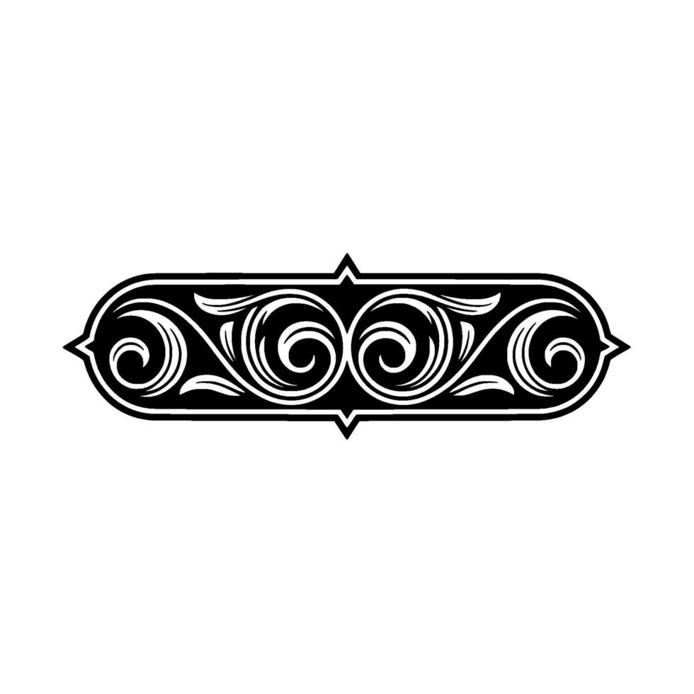 Intricate Black White Scroll Ornament, Vintage Elegance vector