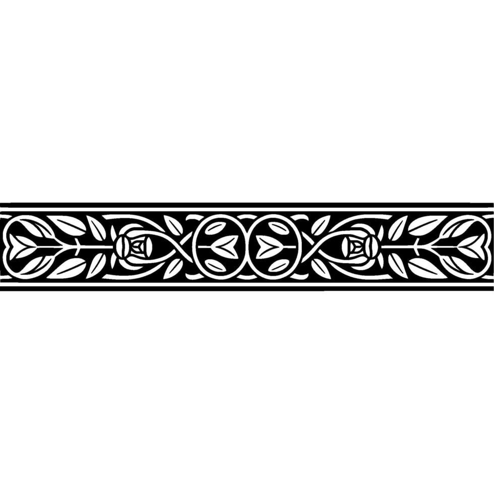 Elegant Botanical Border, Vintage Style, Graphite vector