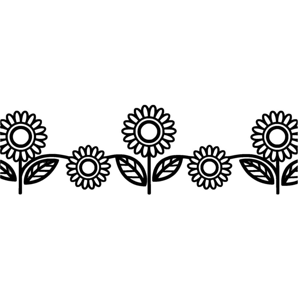 Minimalist Sunflower Border Simple Floral vector