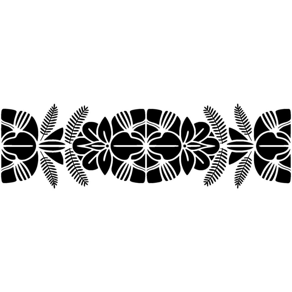 Geometric Floral Border, Black White, Scandinavian vector