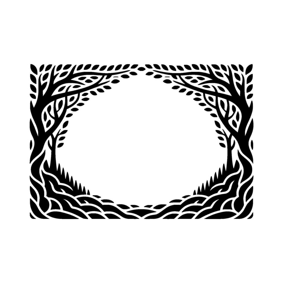 Stylized Tree Frame, Organic Border, Minimalist, Trees vector