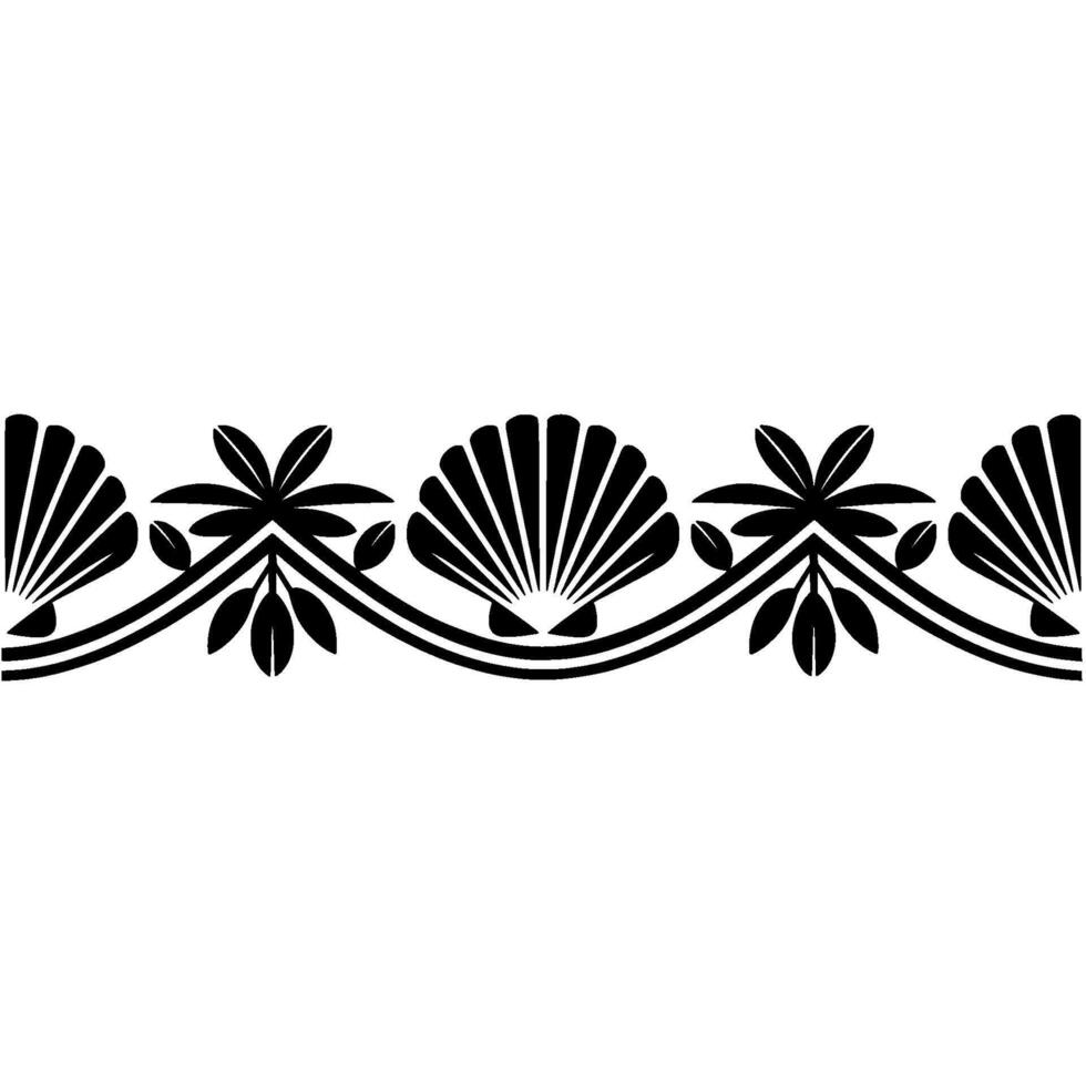 Stylized Seashell Border, Japanese-Inspired vector