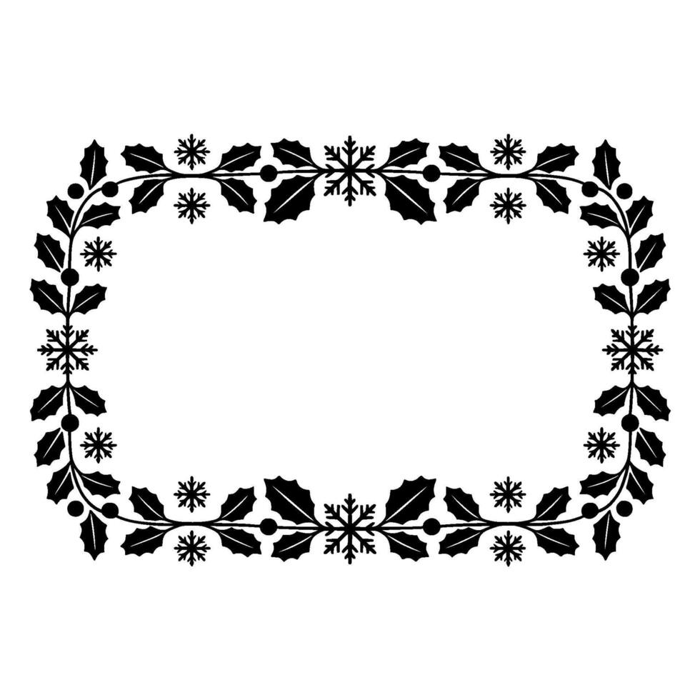 Elegant Winter Border Holly Snowflakes Frame vector