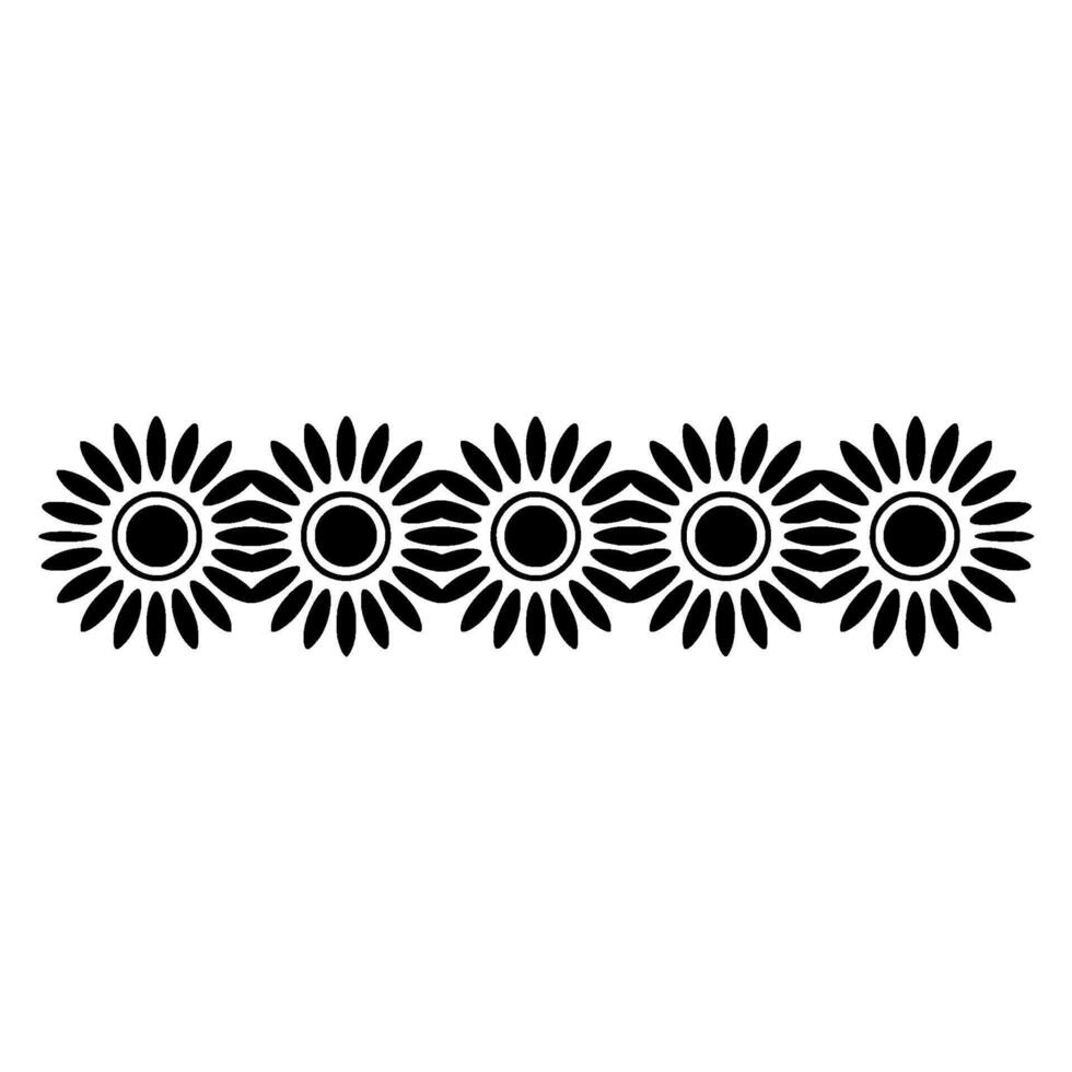 Minimalist Sunflower Row, Simple Black White vector