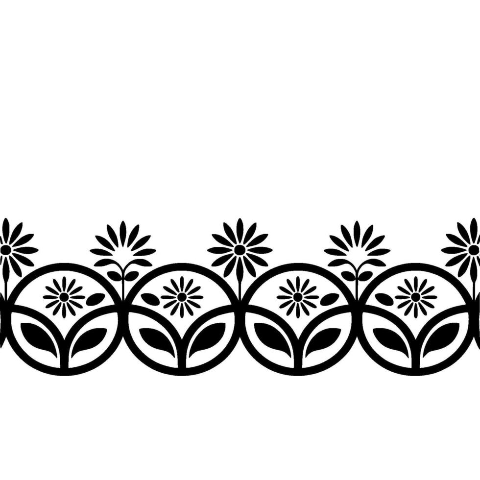 Stylized Floral Border, Vintage Scandinavian, Geometric vector