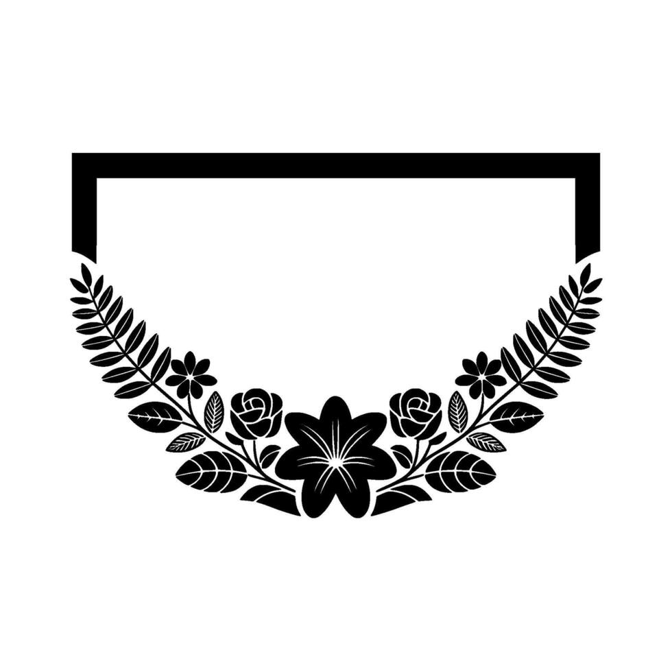 Elegant Floral Frame, Minimalist, Silhouette vector