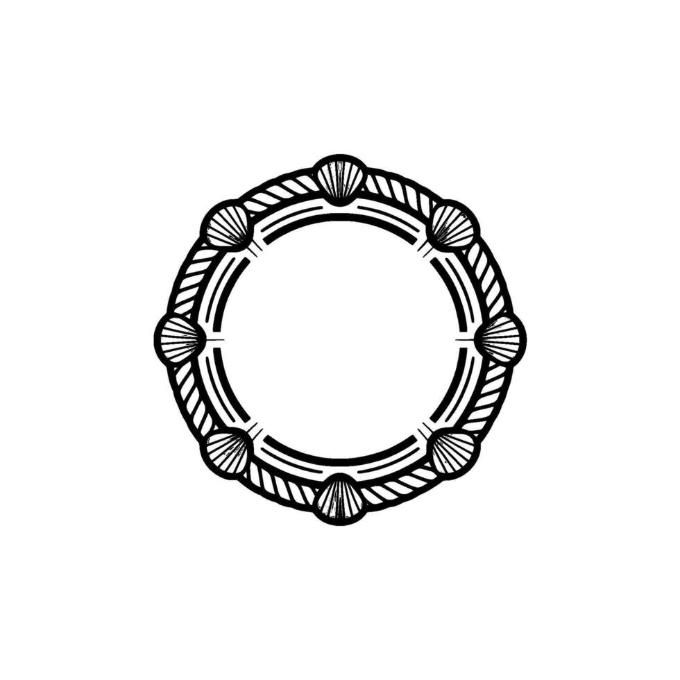 Nautical Circle Frame, Vintage Seashell vector
