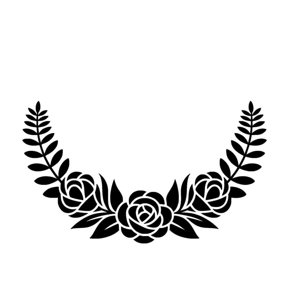 Elegant Floral Wreath, Minimalist - Roses vector