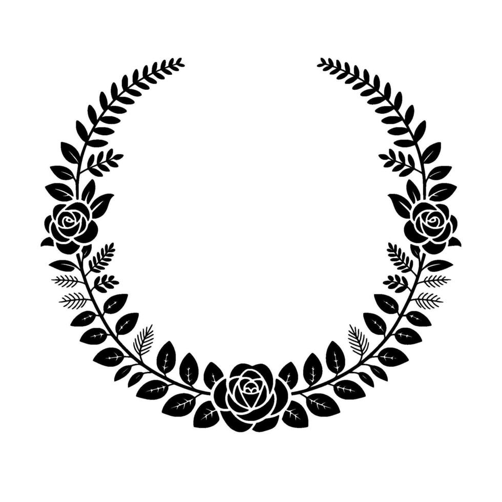 Elegant Floral Wreath, Minimalist, Foliage vector