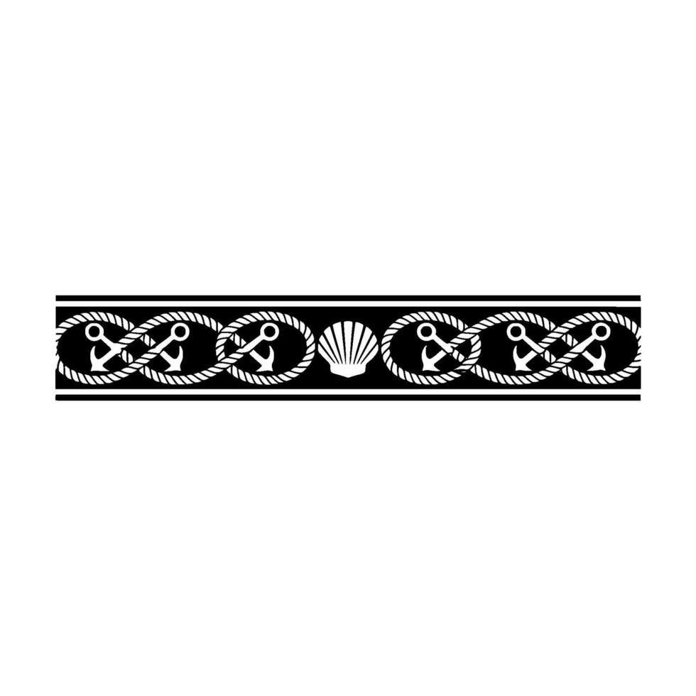 Nautical Border Anchor, Rope, and Shell Motif vector