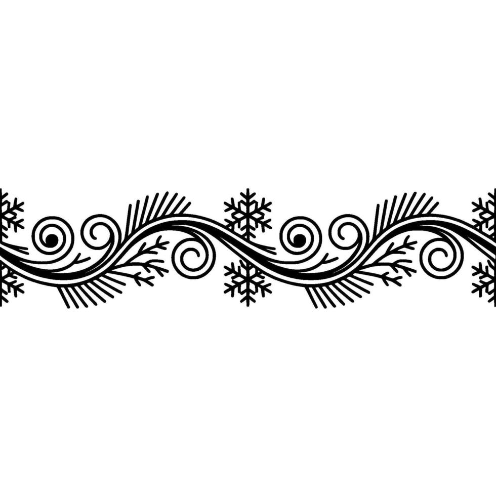 Elegant Winter Swirl Border, Vintage Style vector