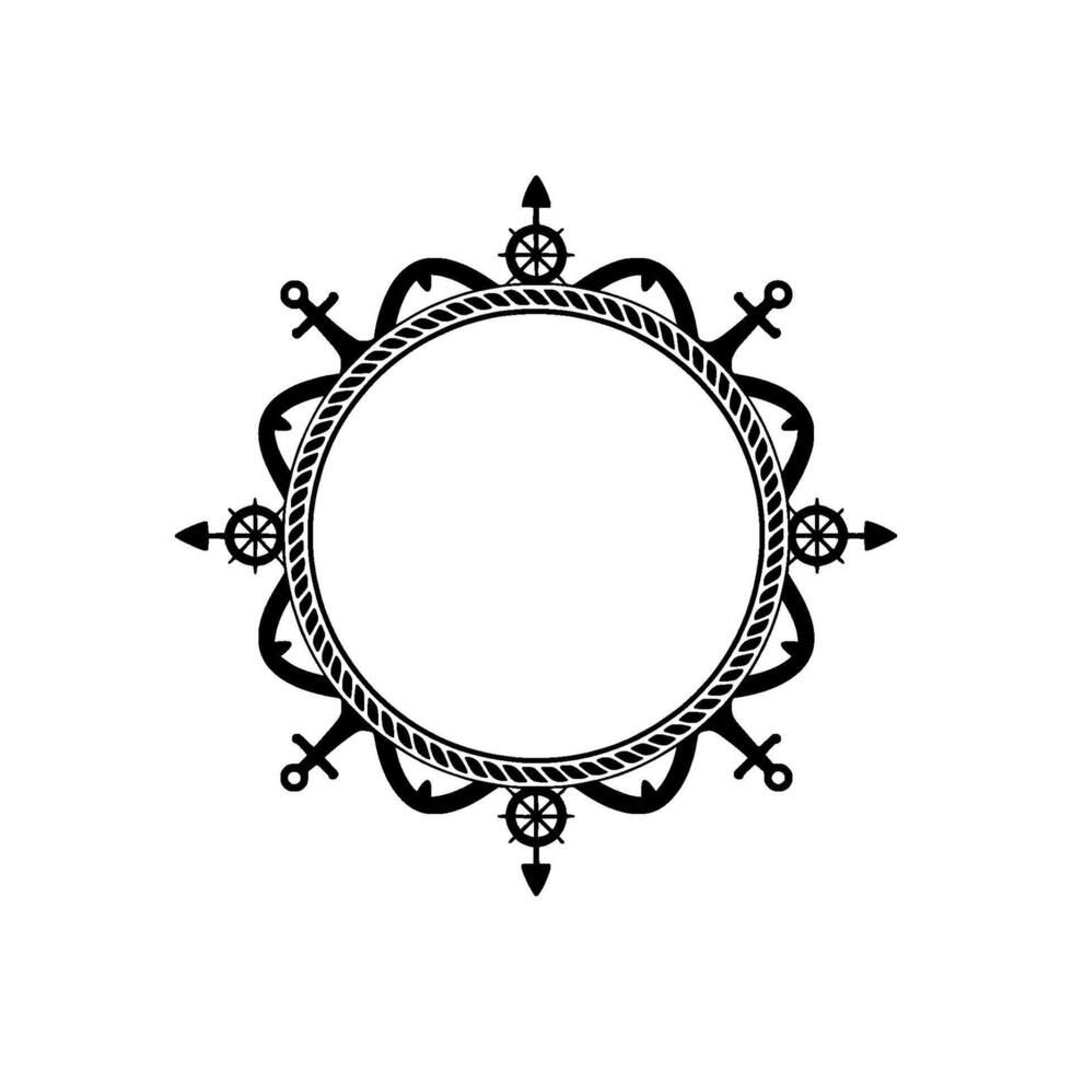 Nautical Frame Vintage Compass Anchor Border vector