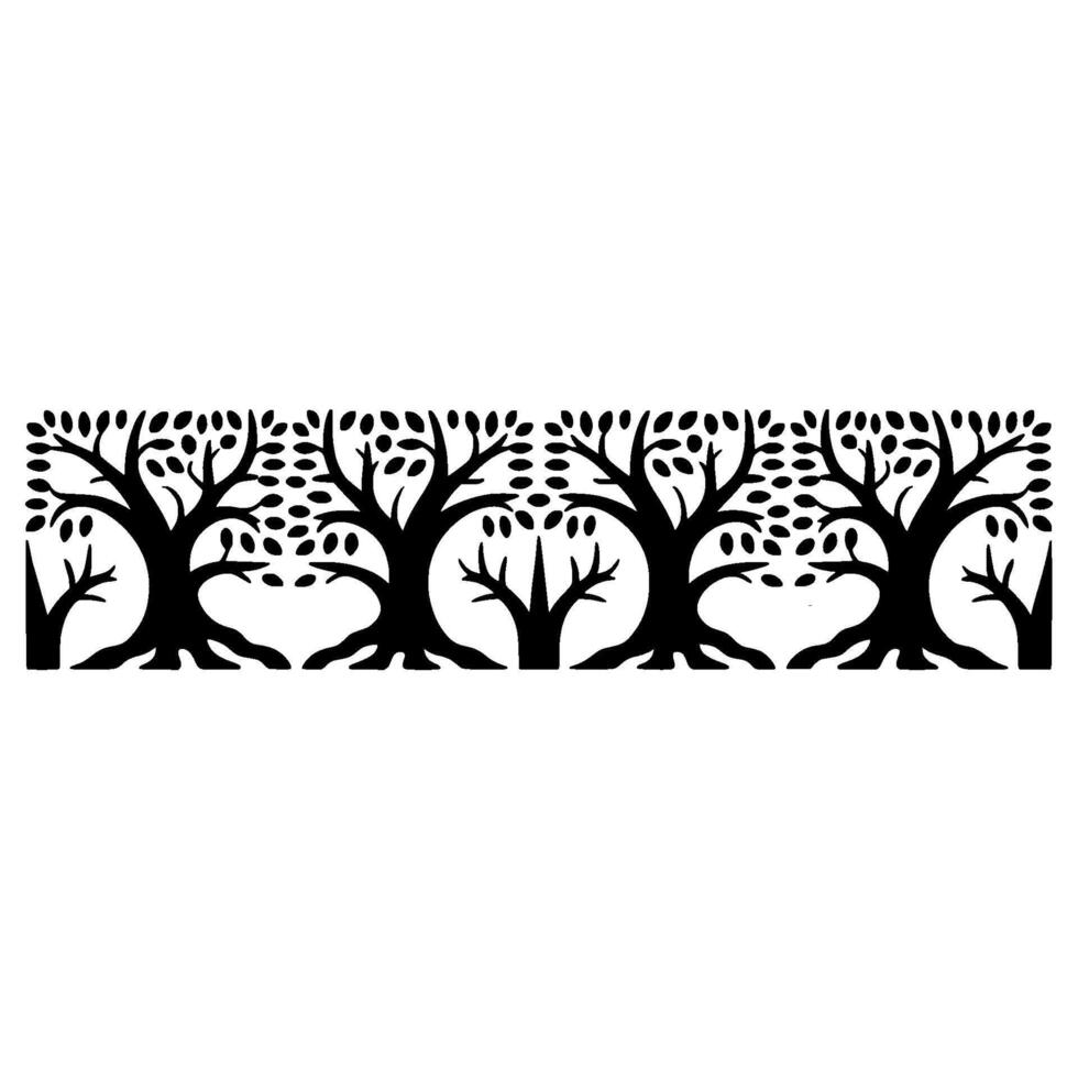 Stylized Tree Border, Minimalist Woodland vector