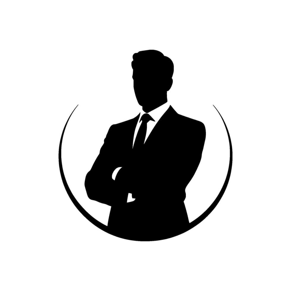 Confident Executive Silhouette, Professional Leadership Emblem vector