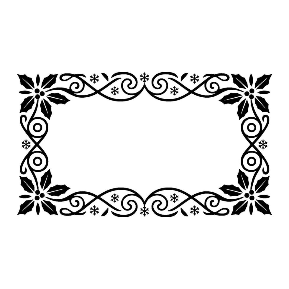 Intricate Holly Frame, Vintage Ornamentation, Festive Border vector