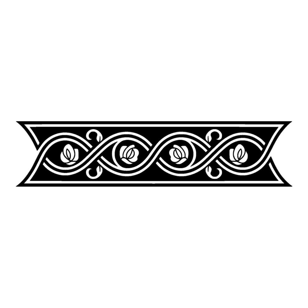 Intricate Celtic Rose Border, Vintage - Linear vector