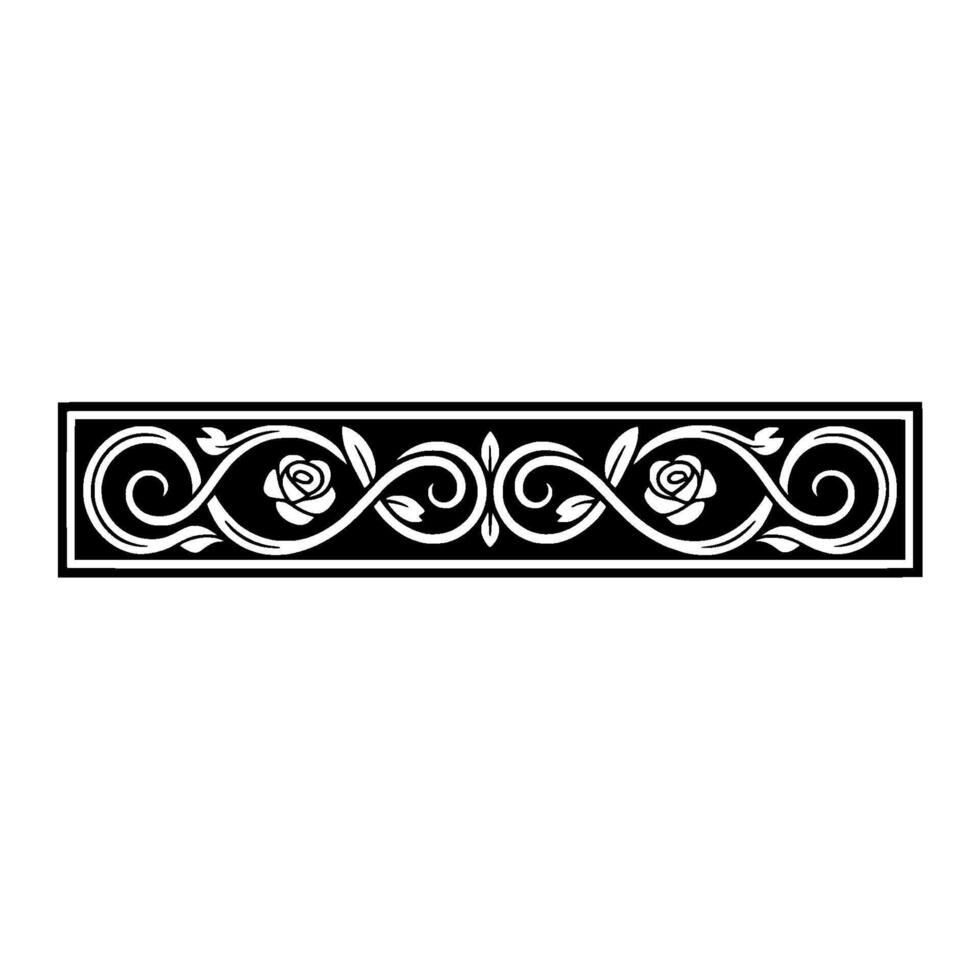 Elegant Black and White Rose Border Ornament, Floral vector