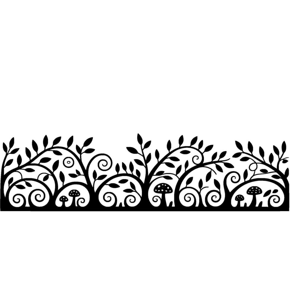 Elegant Black Botanical Border, Vintage Style - Floral vector
