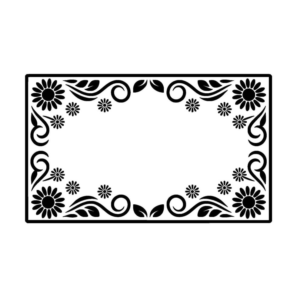 Elegant Floral Frame, Vintage, Decorative Border, Sunflowers vector