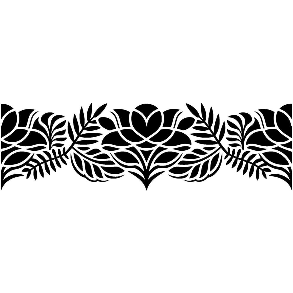 Intricate Floral Border, Stylized Black White - Ornamental - Pattern vector