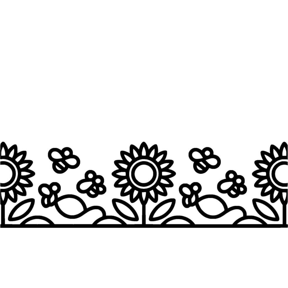 Minimalist Sunflower Border Illustration Gentle Spring Vibes vector