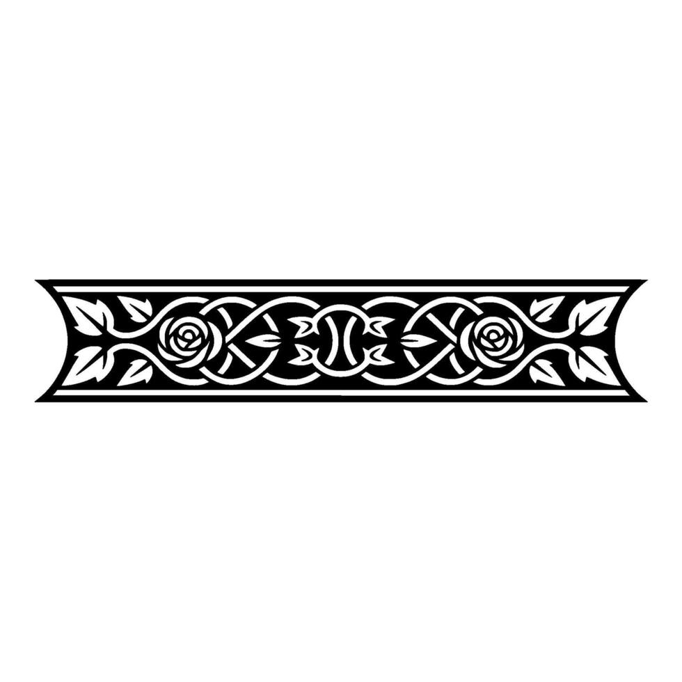Intricate Celtic Rose Border, Vintage, Medieval vector