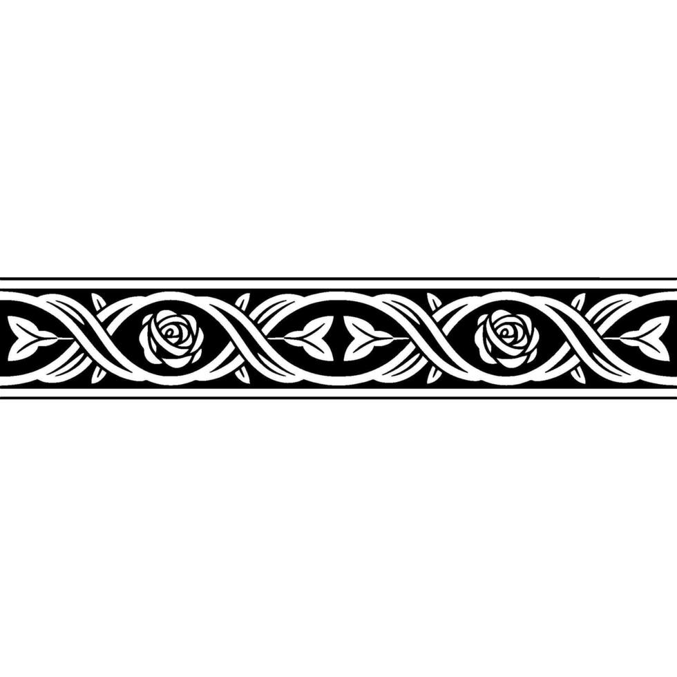 Intricate Celtic Rose Border, Vintage, Roses vector