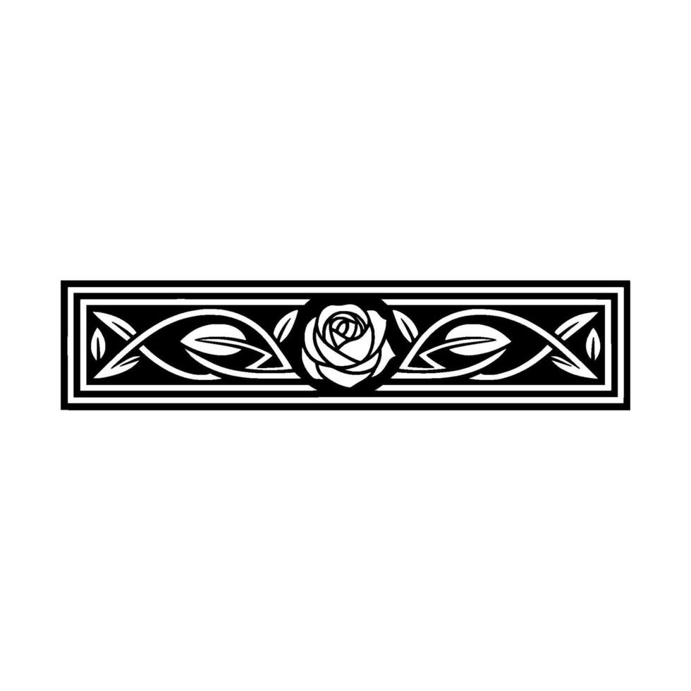 Elegant Floral Border, Vintage, Decorative Element - Monochromatic vector