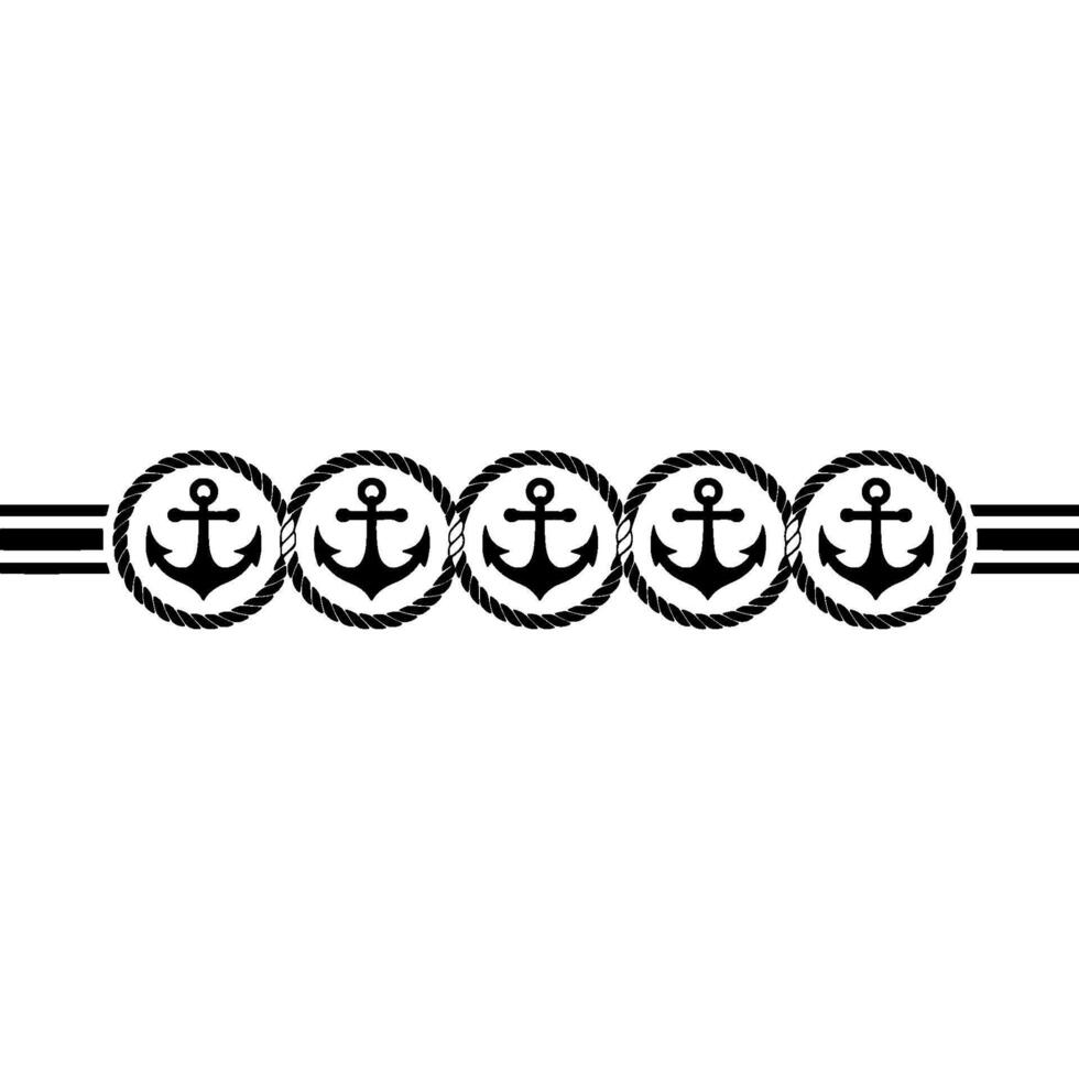 Nautical Border Anchor Rope Decorative Element - Marine vector