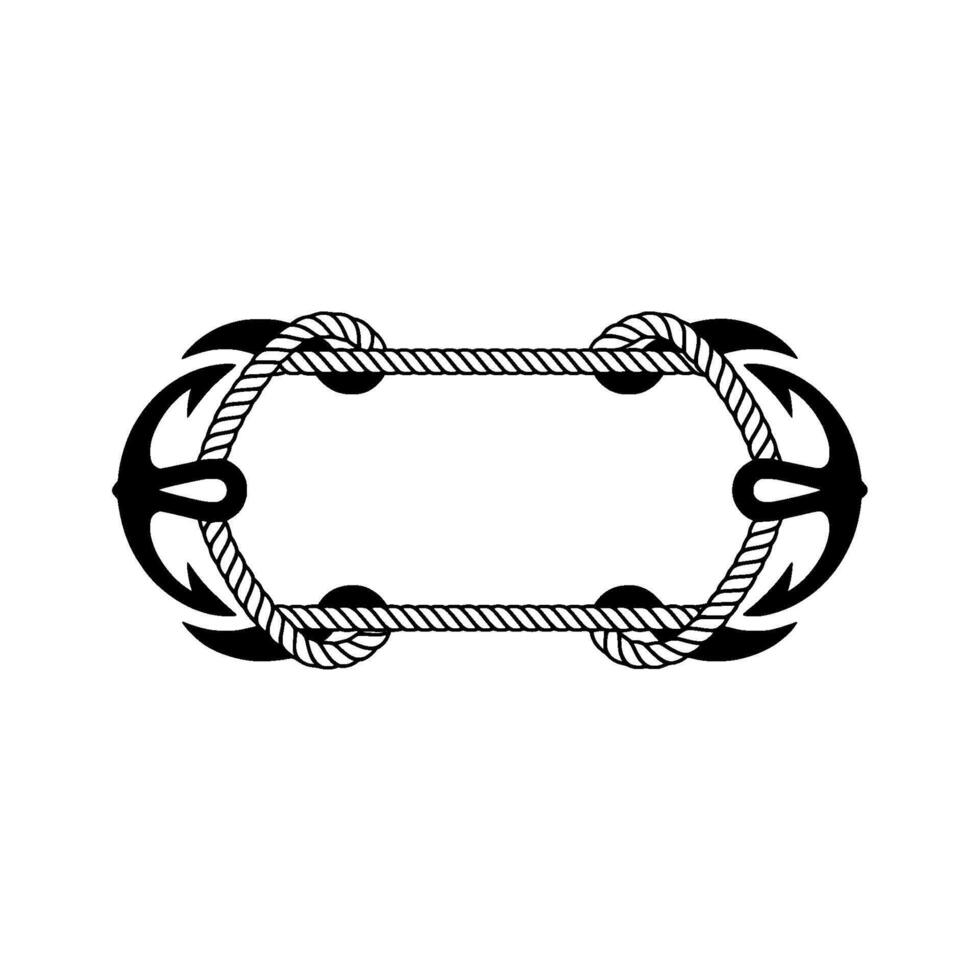 Nautical Frame Anchor Rope Border, Vintage Style, Illustration vector