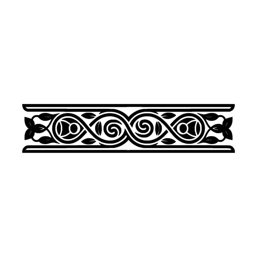 Intricate Black Ornamental Border, Vintage Element - Floral vector