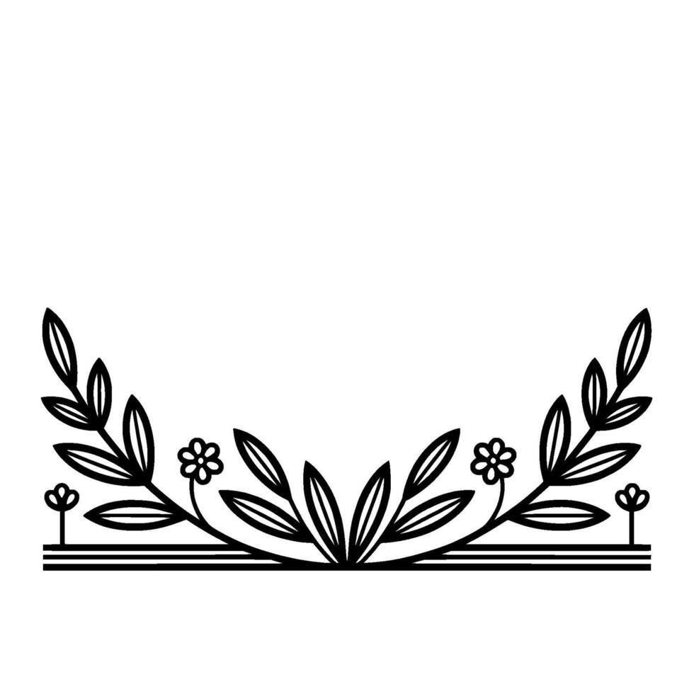 Botanical Border, Minimalist Line Art, Elegant vector