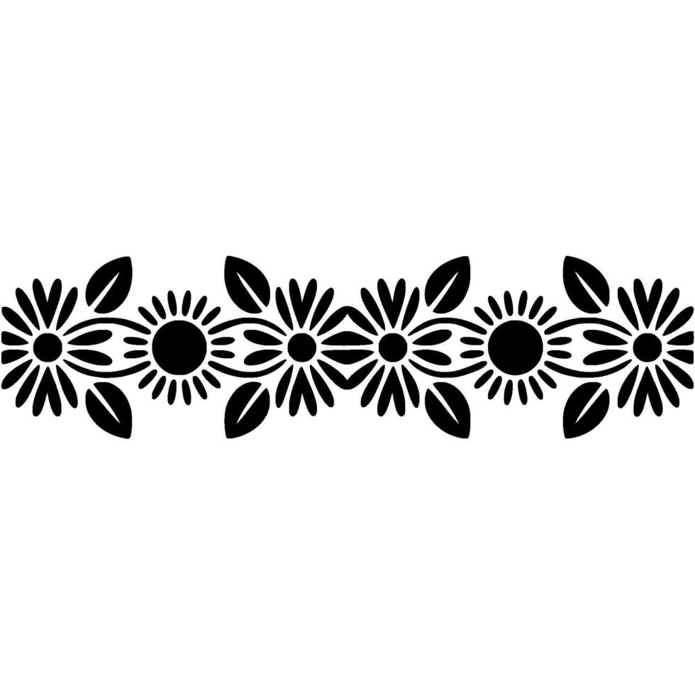 Stylized Floral Border, Vintage, Minimalist Illustration, Pattern vector