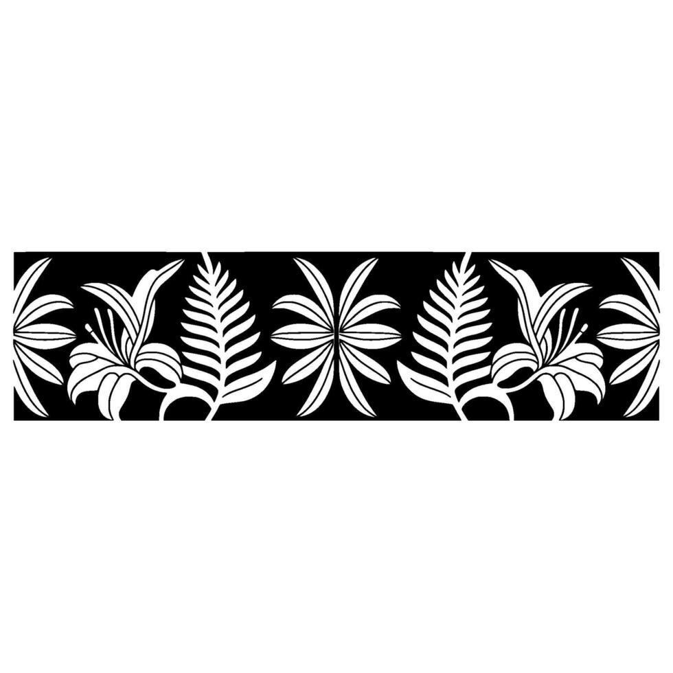 Elegant Black Fern Border, Vintage Element vector