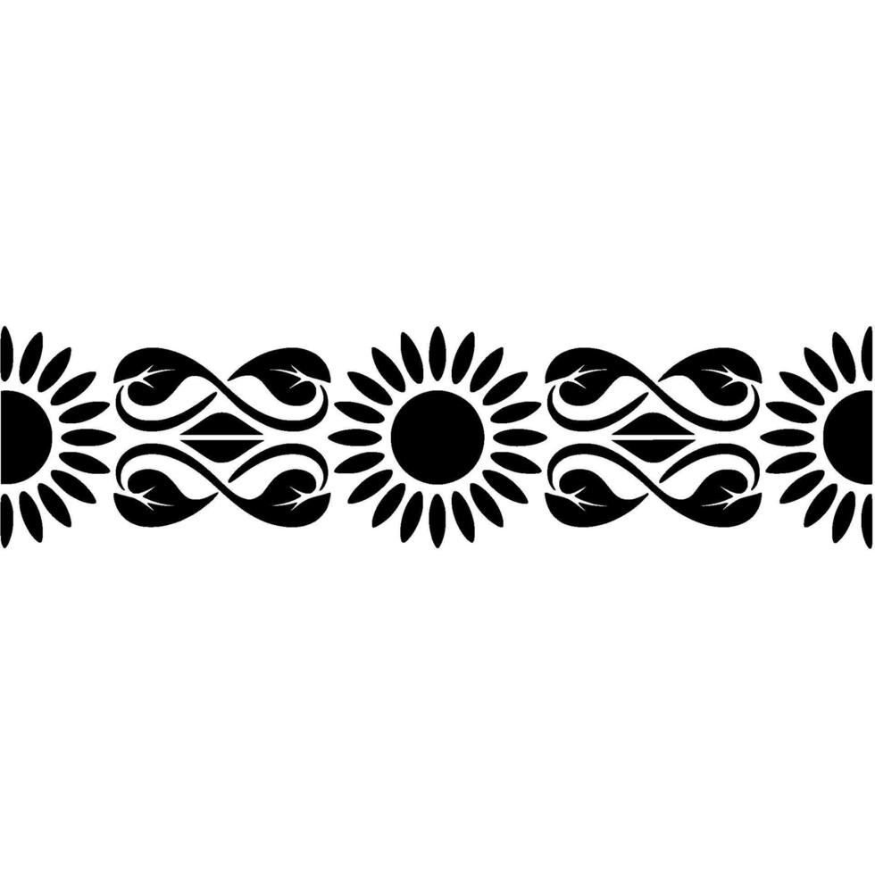 Stylized Sunflower Border, Vintage Decorative Element - Pattern - Floral vector