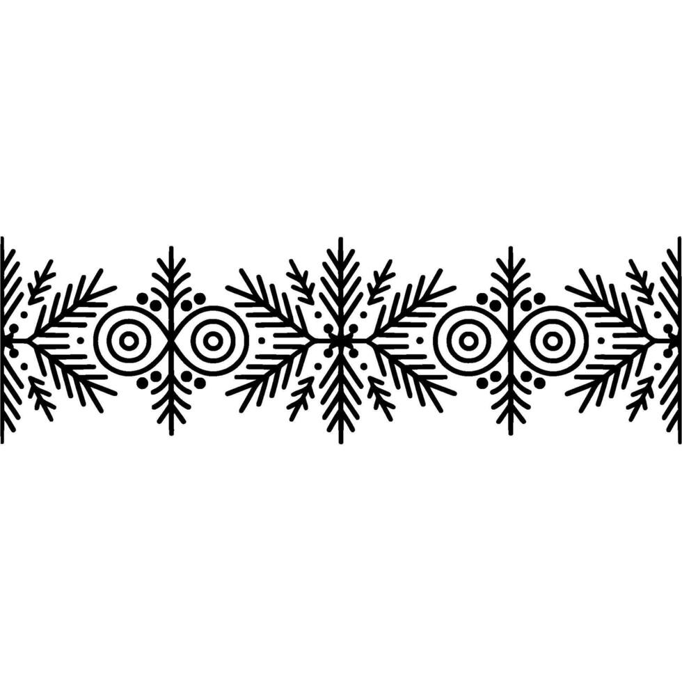 Stylized Winter Border Geometric Snowflakes and Branches vector