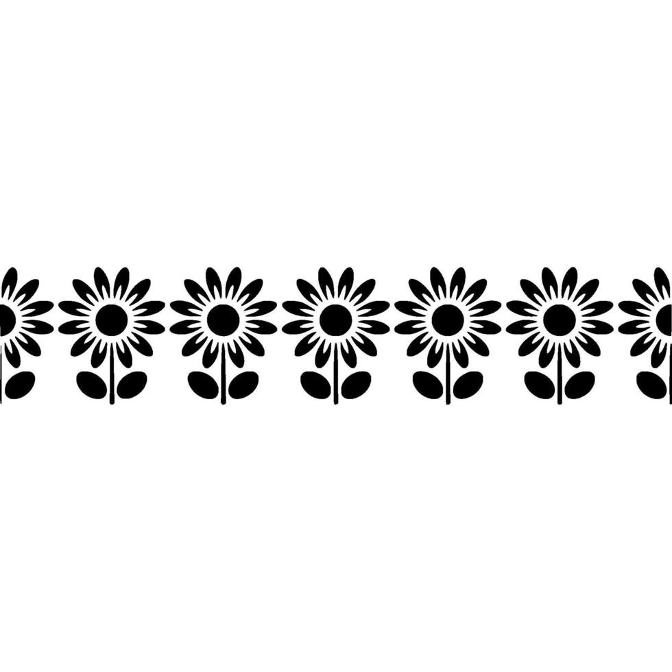 Stylized Sunflower Border, Minimalist - Sunflowers vector