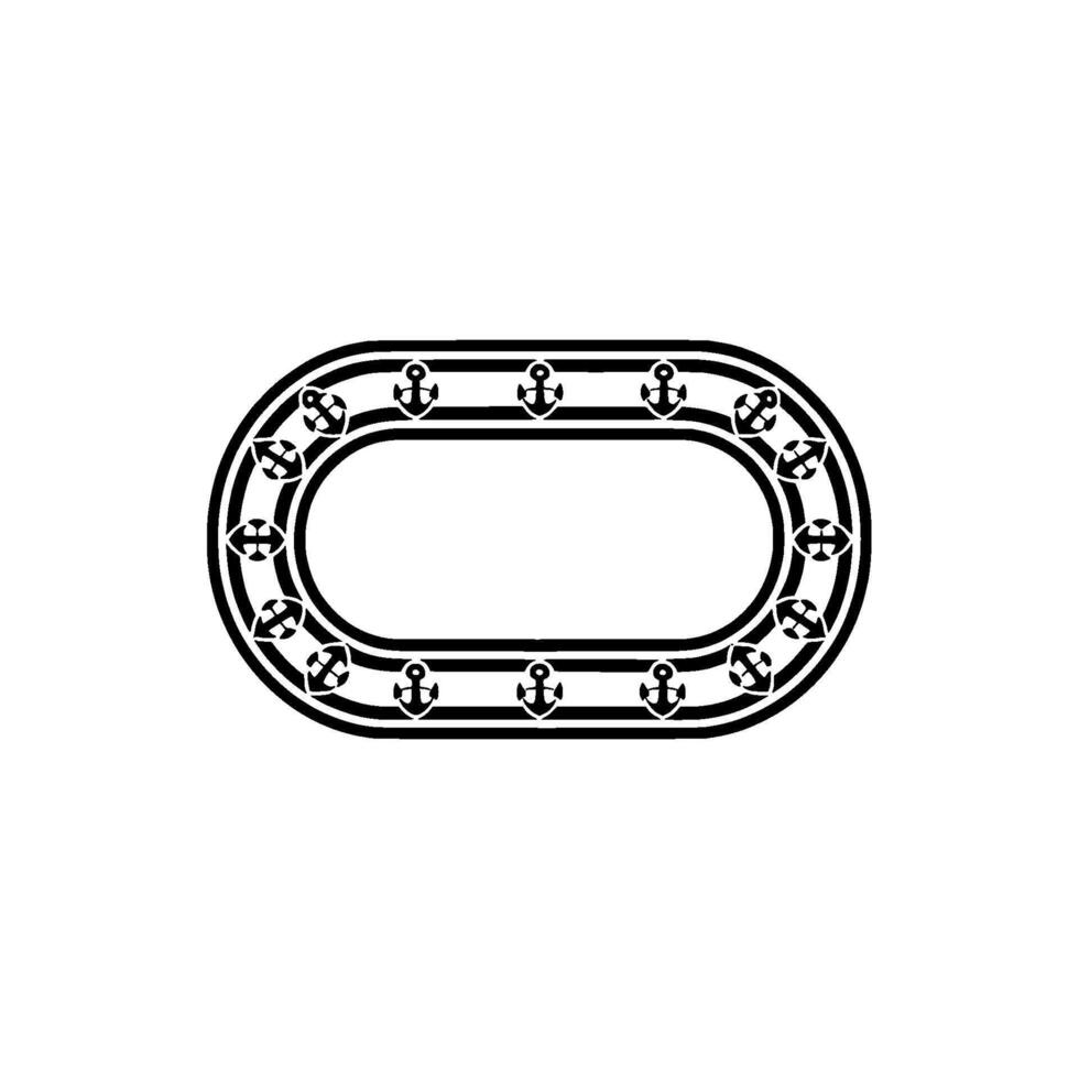 Nautical Oval Frame, Anchored, Vintage Maritime vector