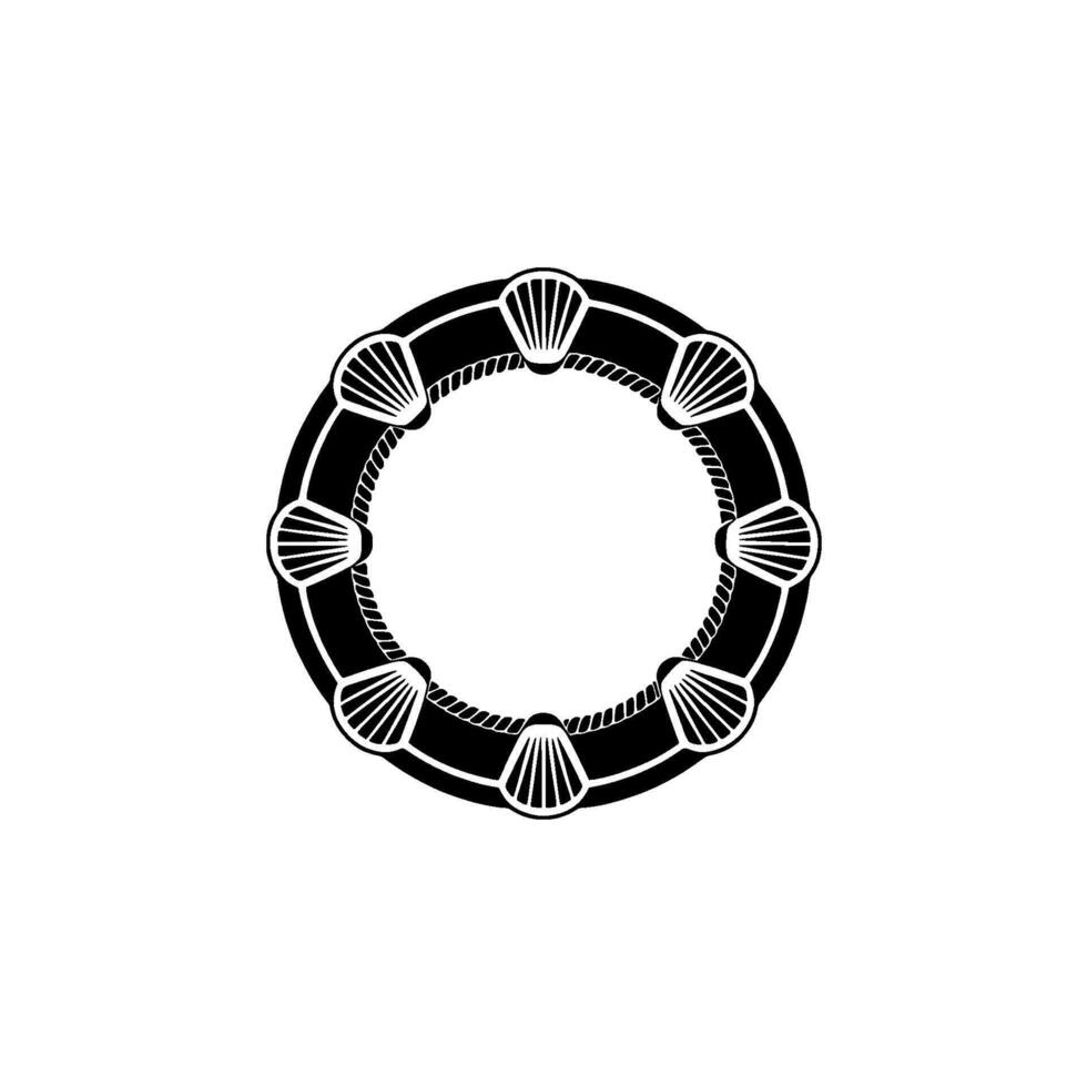 Nautical Circle Emblem, Minimalist Seashell vector