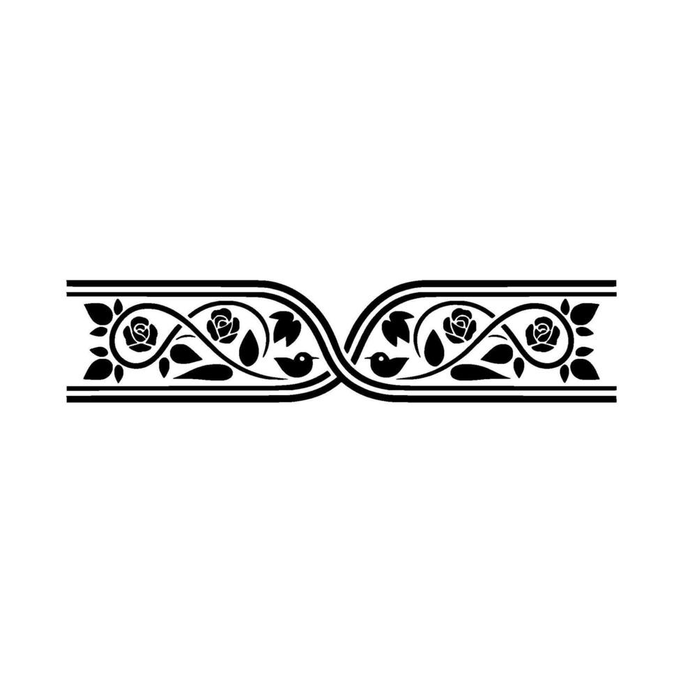 Elegant Floral Border, Vintage, Decorative Element, Birds vector