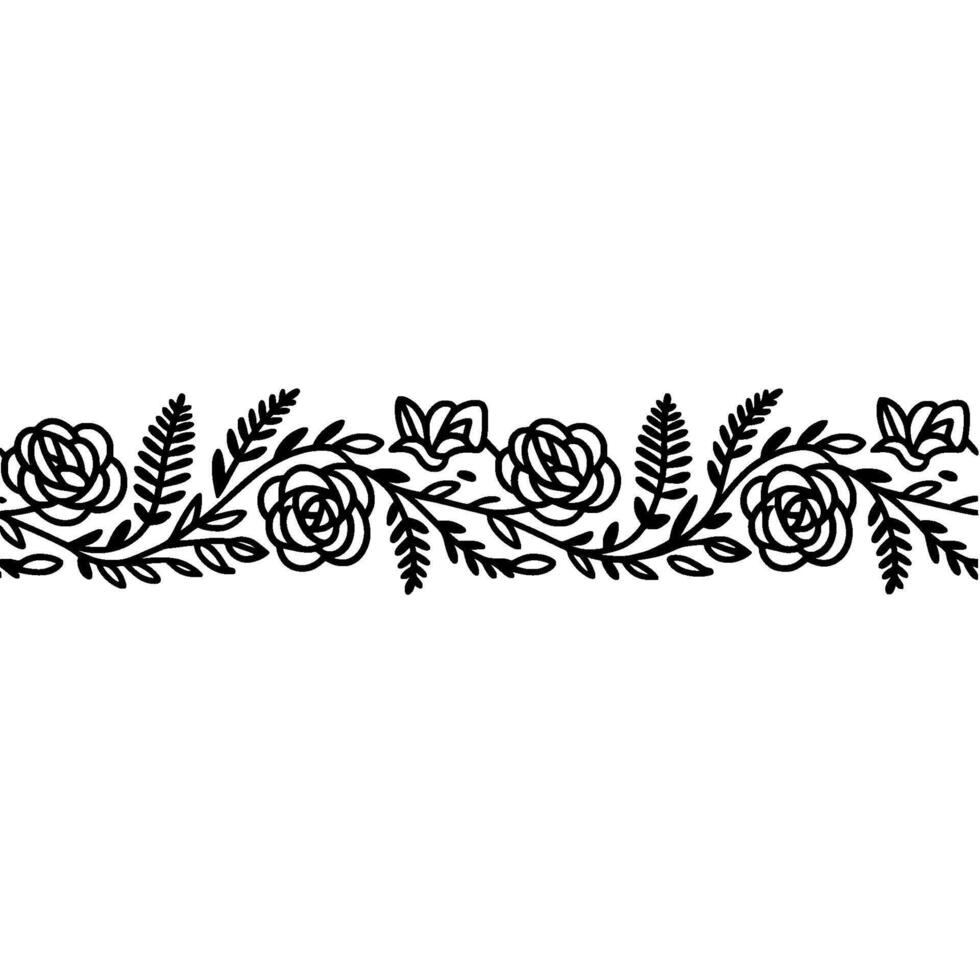 Elegant Floral Border, Vintage Illustration Style vector