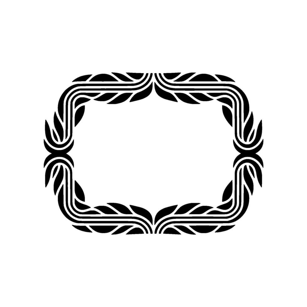 Art Deco Oval Frame, Stylized Leaf Border, Elegant vector