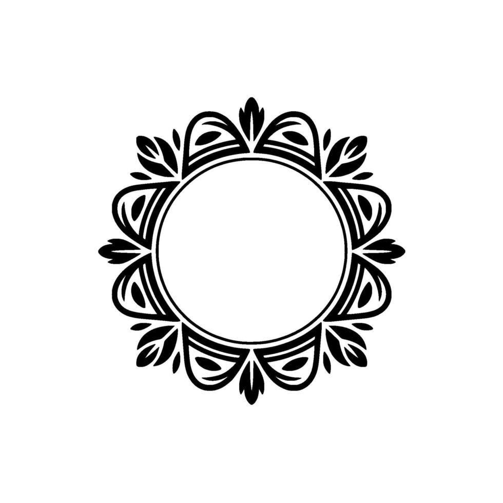 Elegant Black Floral Frame, Minimalist - Border vector