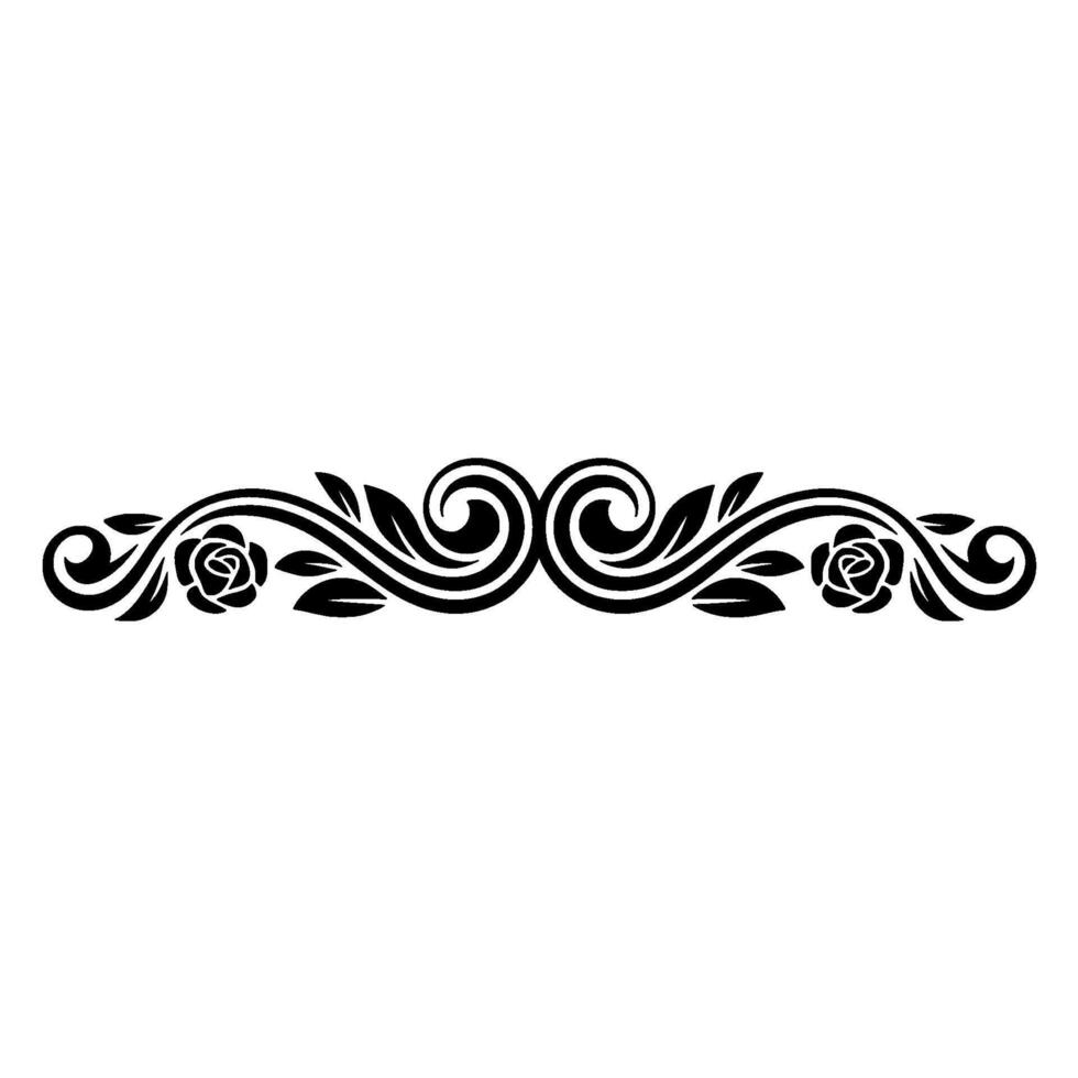 Elegant Floral Scroll Border, Vintage, Decorative vector