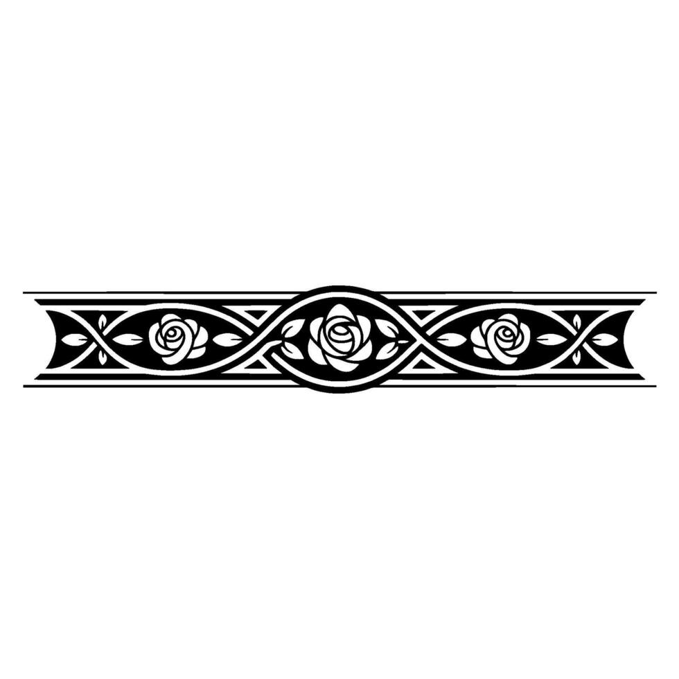 Elegant Black Rose Border, Vintage Style vector